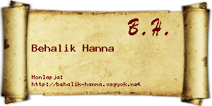 Behalik Hanna névjegykártya